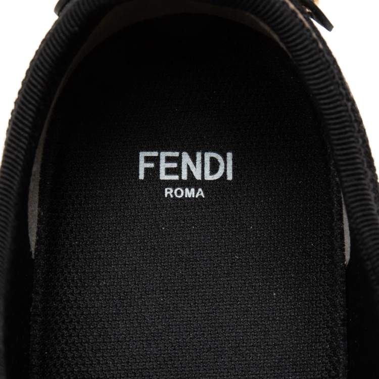 Pre Owned Fendi Brown FF Zucca Fabric Platform Low Top Sneakers Size 40.5