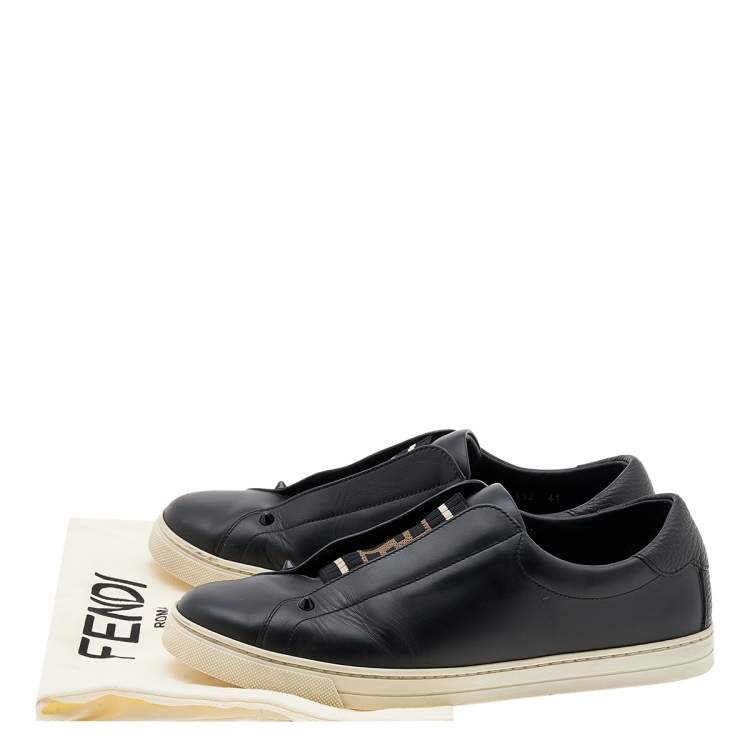 Pre Owned Fendi Black Leather Low Top Sneakers Size 41