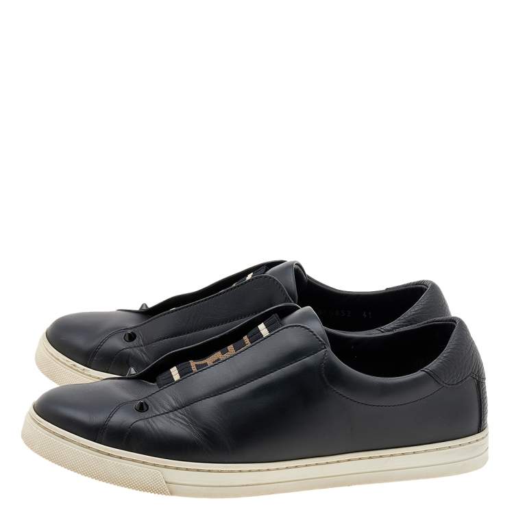 Pre Owned Fendi Black Leather Low Top Sneakers Size 41