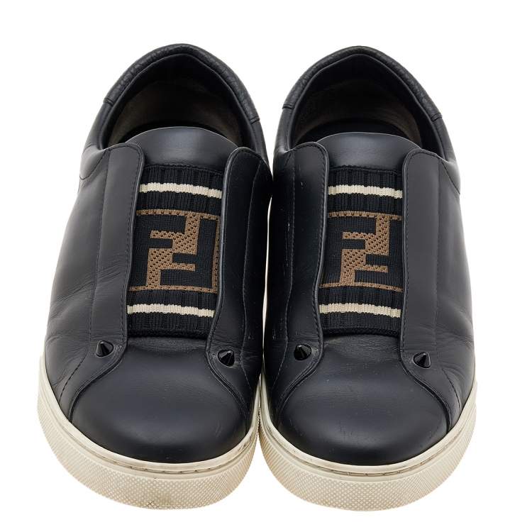 Pre Owned Fendi Black Leather Low Top Sneakers Size 41
