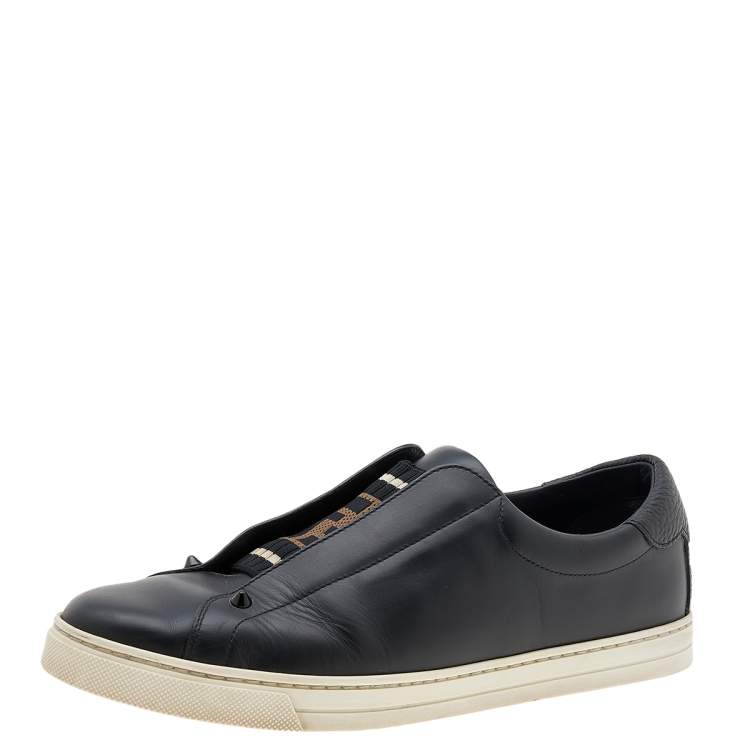 Pre Owned Fendi Black Leather Low Top Sneakers Size 41