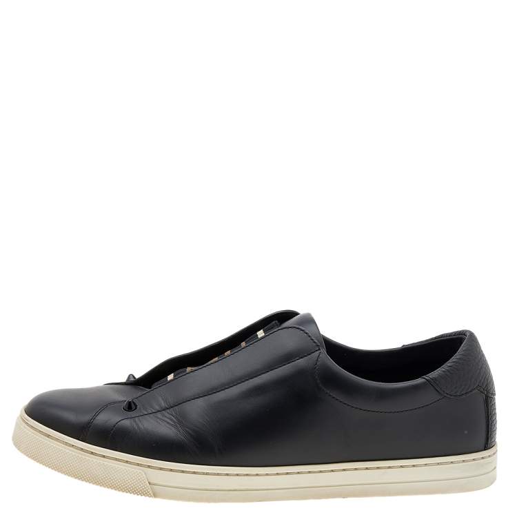 Pre Owned Fendi Black Leather Low Top Sneakers Size 41