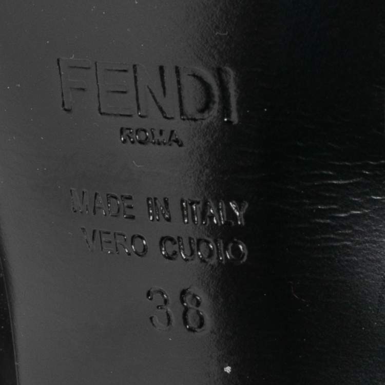 Pre Owned Fendi Black/White Patent and Leather Open-Toe Platform Sandals Size 38