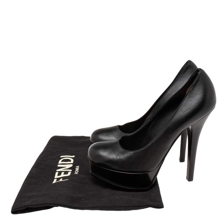 Pre Owned Fendi Black Leather Fendista Pumps Size 39