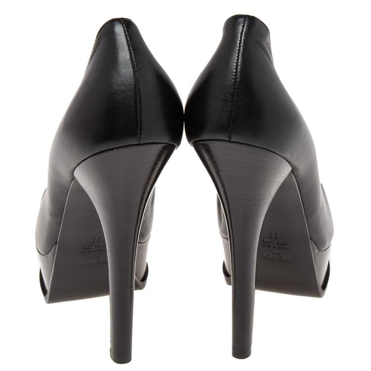 Pre Owned Fendi Black Leather Fendista Pumps Size 39