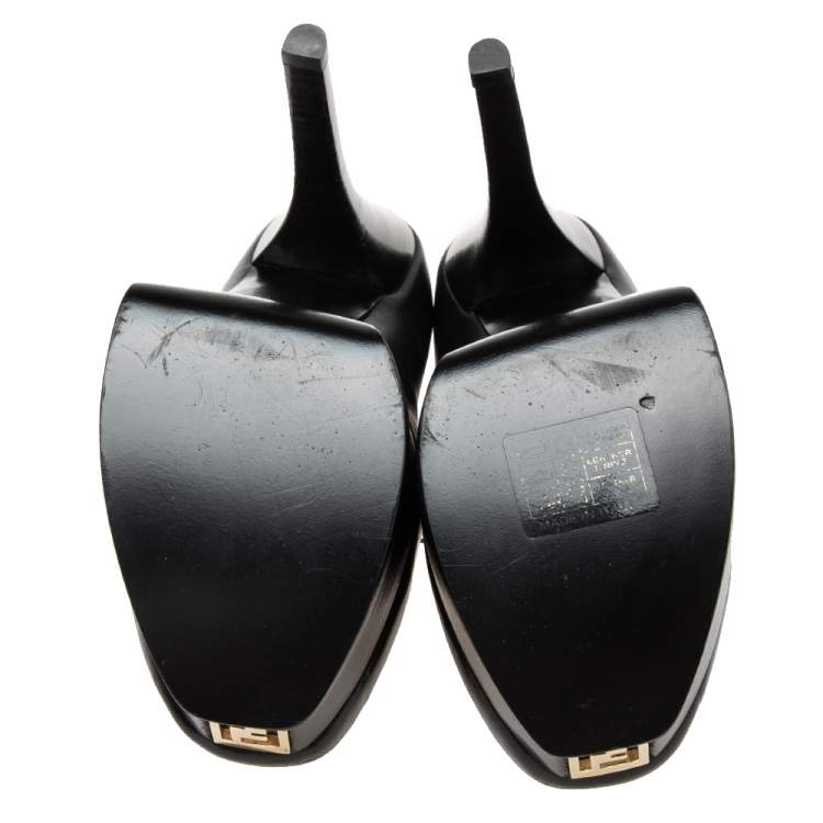 Pre Owned Fendi Black Leather Fendista Pumps Size 39