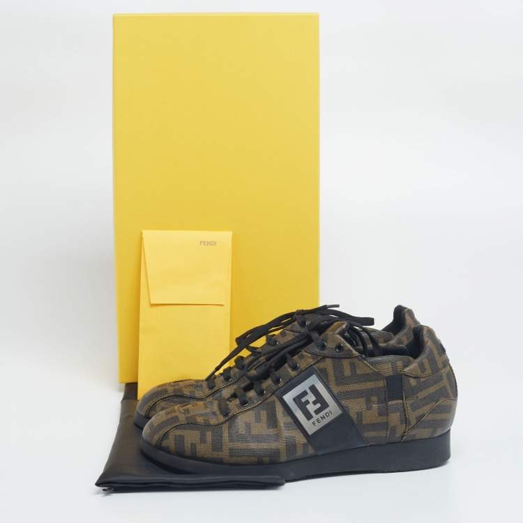 Pre Owned Fendi Brown Zucca Print Coated Canvas Low-Top Sneakers Size 37