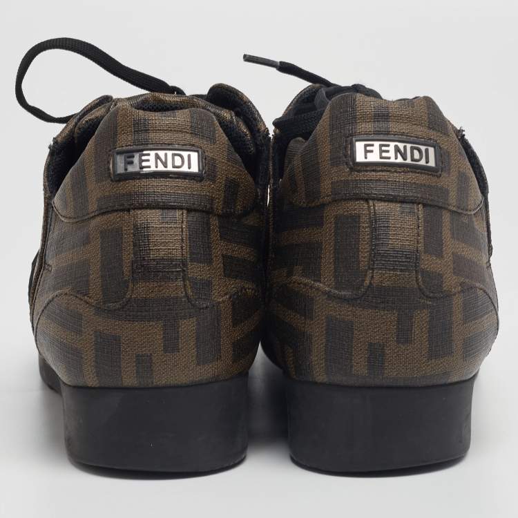 Pre Owned Fendi Brown Zucca Print Coated Canvas Low-Top Sneakers Size 37