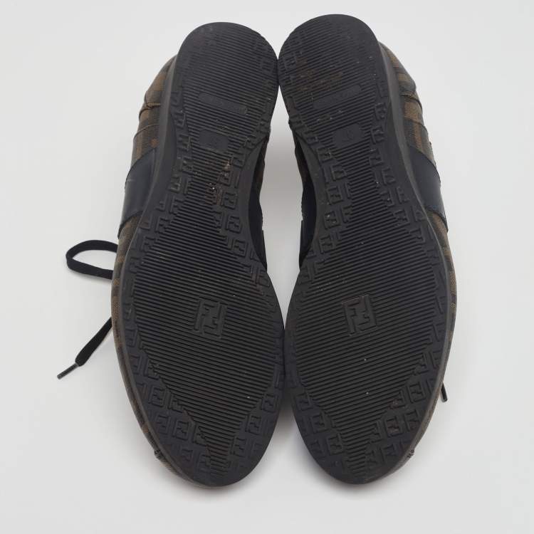 Pre Owned Fendi Brown Zucca Print Coated Canvas Low-Top Sneakers Size 37