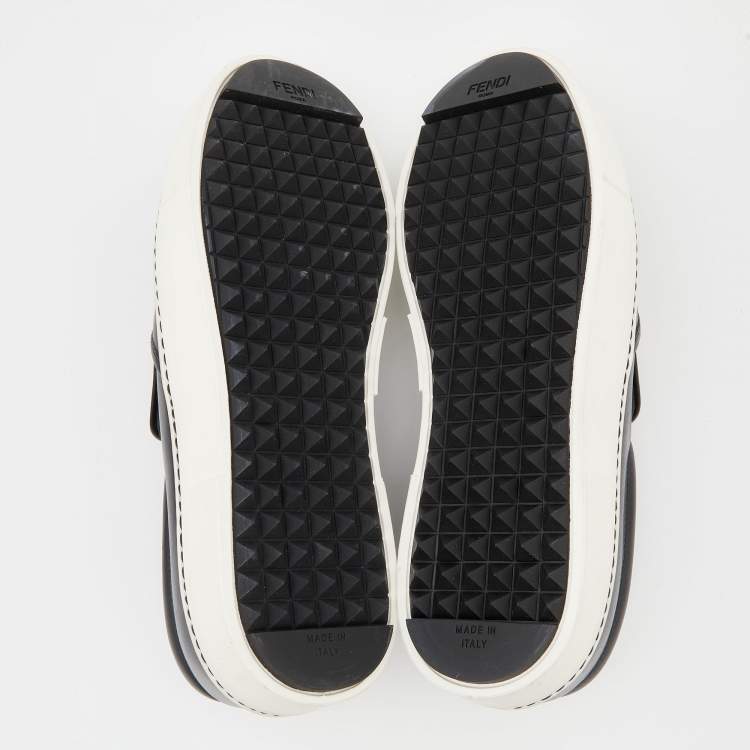 Pre Owned Fendi Black Leather Monster Slip On Sneakers Size 37