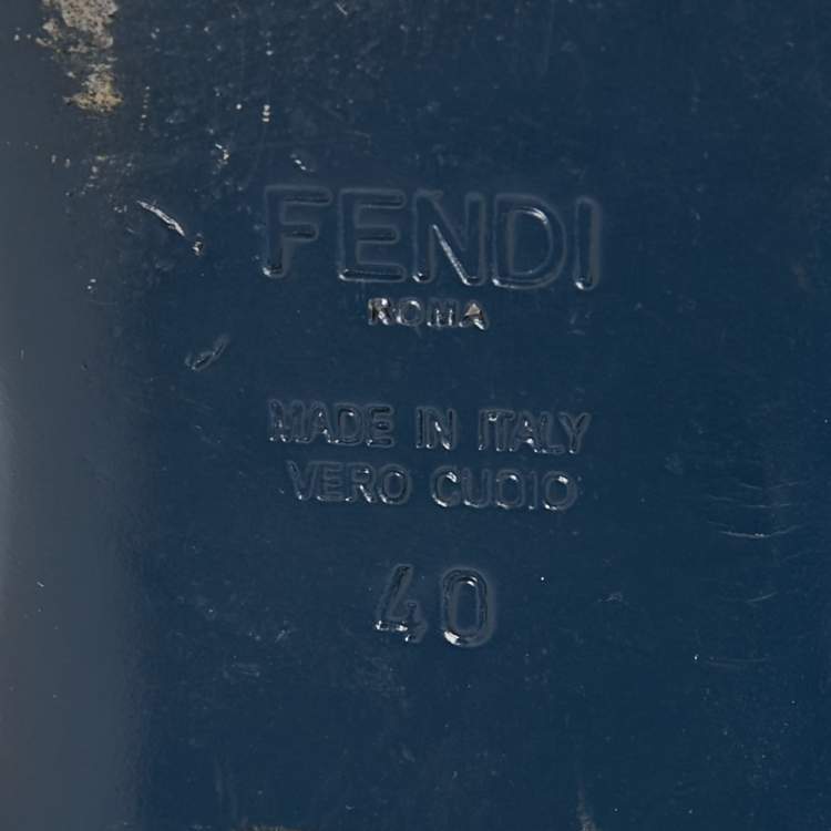 Pre Owned Fendi Blue/Green Leather Wave Peep-Toe Ballet Flats Size 40