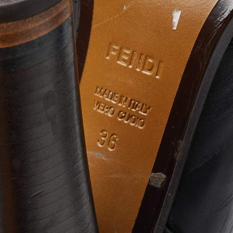 Pre Owned Fendi Brown/Black  Leather Knee Length Boots Size 36