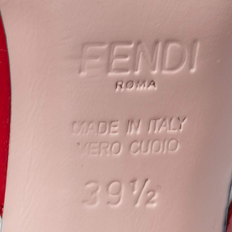 Pre Owned Fendi White/Red Striped Leather Peep-Toe Pumps Size 39.5