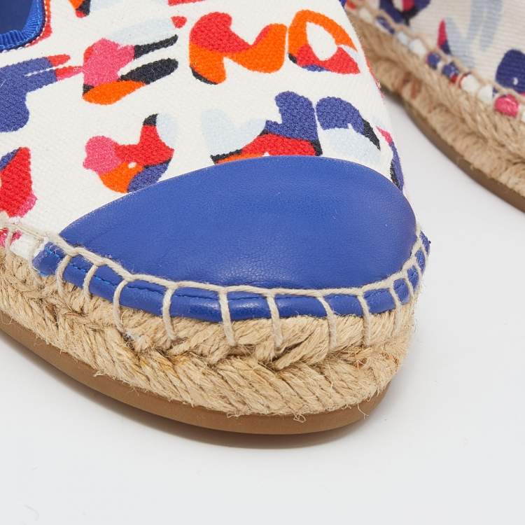 Pre Owned Fendi Multicolor Printed Canvas and Leather Flat Espadrilles Size 36.5