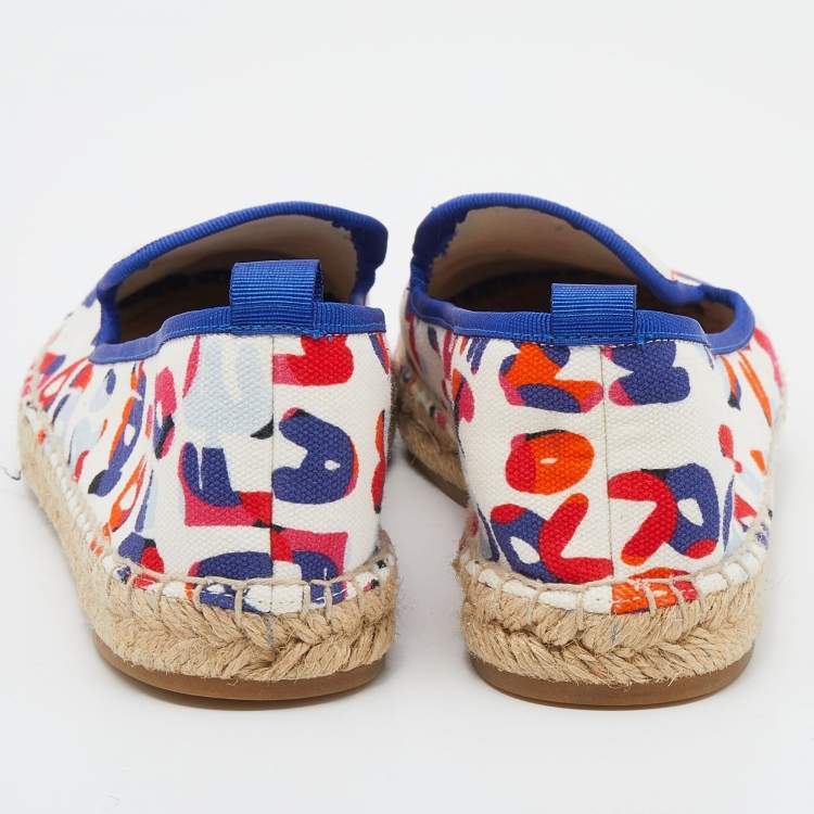 Pre Owned Fendi Multicolor Printed Canvas and Leather Flat Espadrilles Size 36.5