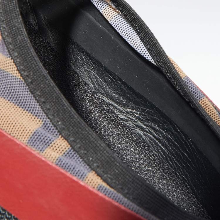 Pre Owned Fendi Multicolor Mesh And Knit Fabric Zucca Colibri Slip on Sneakers Size 38