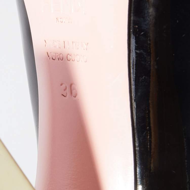Pre Owned Fendi Black Patent Leather Block Heel Pumps Size 36