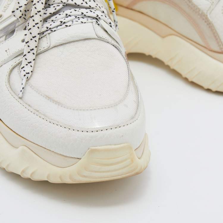 Pre Owned Fendi White Leather/PVC and Mesh Sneakers Size 38