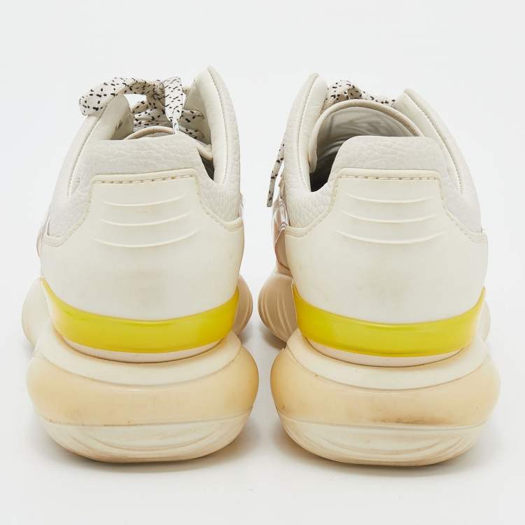 Pre Owned Fendi White Leather/PVC and Mesh Sneakers Size 38