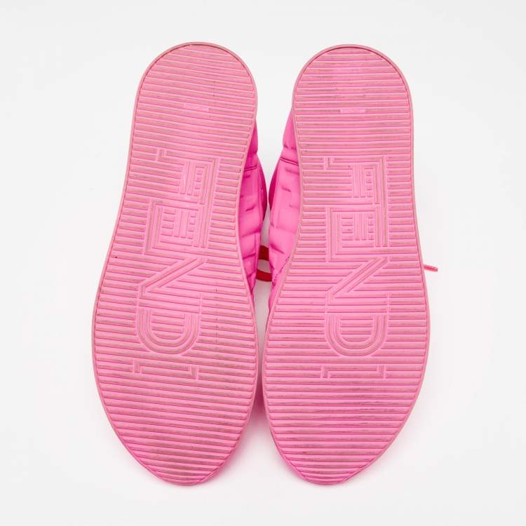 Pre Owned Fendi Pink Neoprene FF High Top Sneakers  Size 40