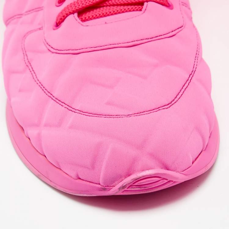 Pre Owned Fendi Pink Neoprene FF High Top Sneakers  Size 40