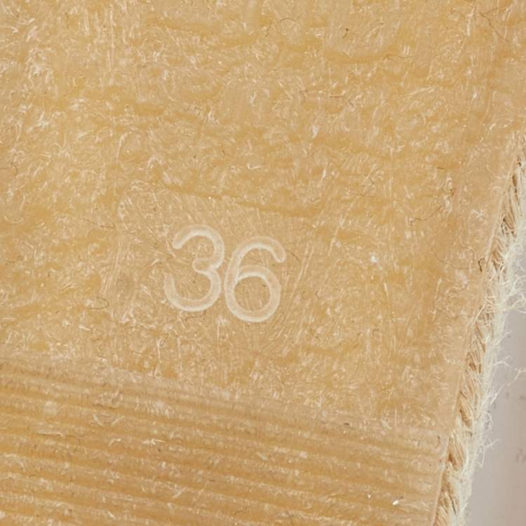 Pre Owned Fendi Beige Patent Leather And Elastic Fabric Carioca Wedge Espadrille Sandals Size 36