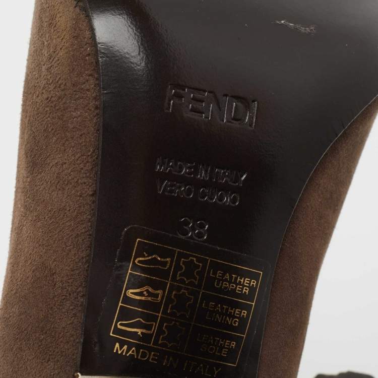 Pre Owned Fendi Brown Suede  Open Toe  Pumps Size 38