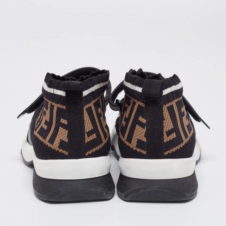 مملوكة مسبقًا Fendi Multicolor FF Monogram Knit Fabric Rockoko Sneakers Size 37