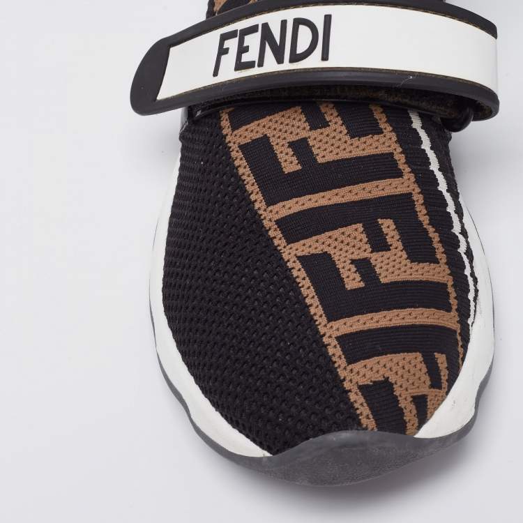 مملوكة مسبقًا Fendi Multicolor FF Monogram Knit Fabric Rockoko Sneakers Size 37