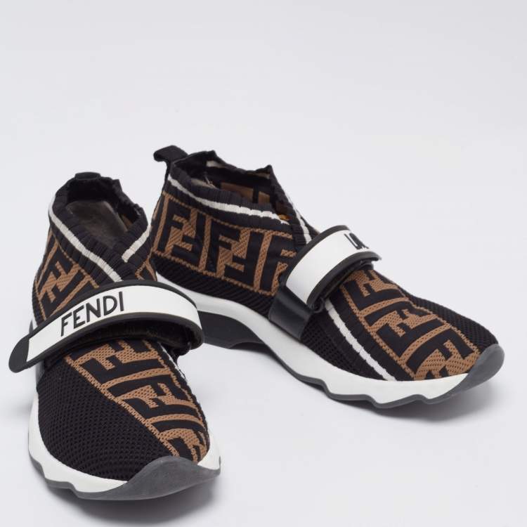 مملوكة مسبقًا Fendi Multicolor FF Monogram Knit Fabric Rockoko Sneakers Size 37