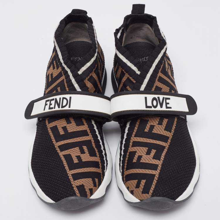 مملوكة مسبقًا Fendi Multicolor FF Monogram Knit Fabric Rockoko Sneakers Size 37