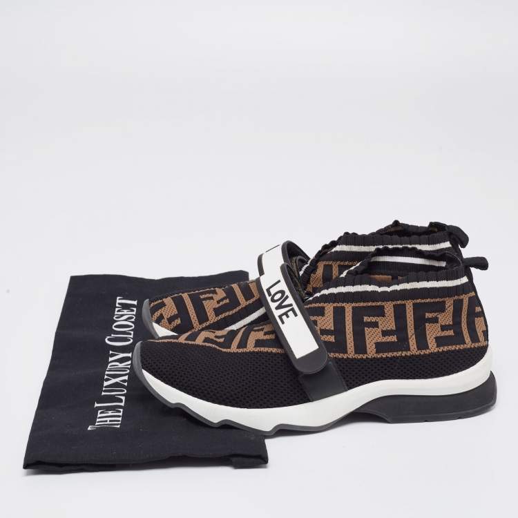 مملوكة مسبقًا Fendi Multicolor FF Monogram Knit Fabric Rockoko Sneakers Size 37