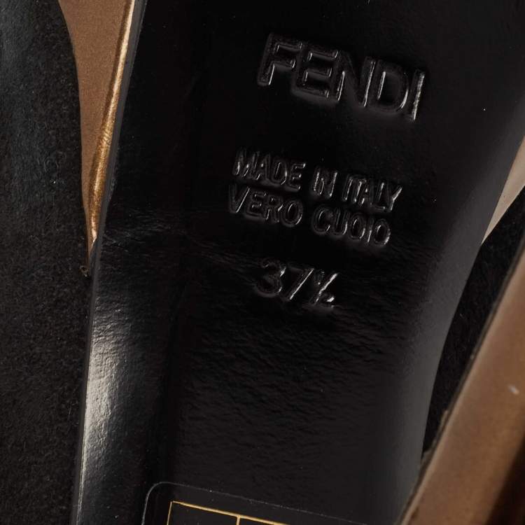 Pre Owned Fendi Black/Copper Suede Fendista Platform Pumps Size 37.5