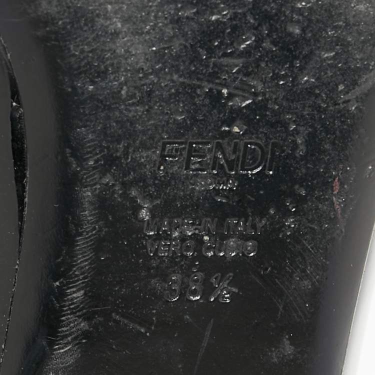 مملوكة مسبقًا Fendi Black Patent Leather Flowerland Ballet Flats Size 38.5