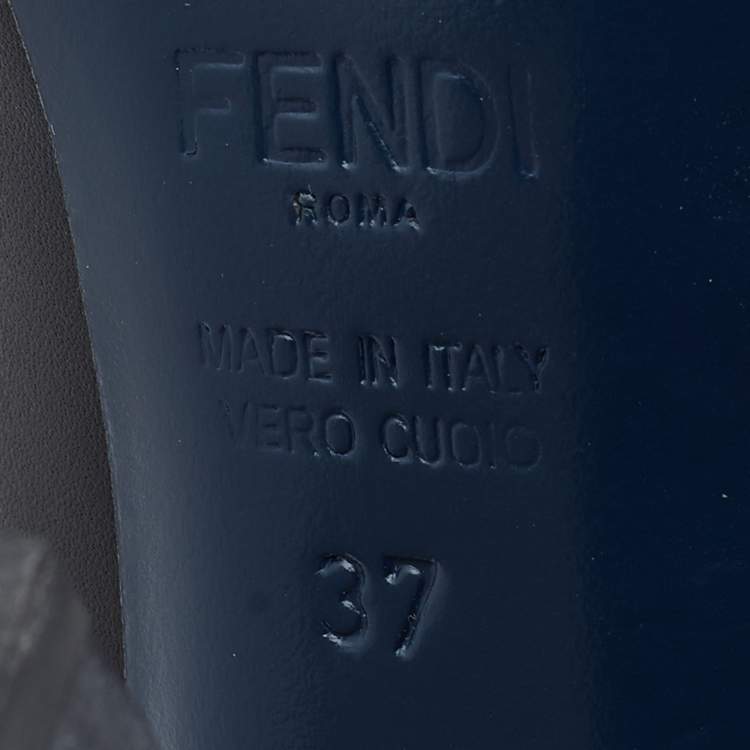مملوكة مسبقًا Fendi Black/Olive Green Wave Leather Foldable Heel Peep Toe Pumps Size 37