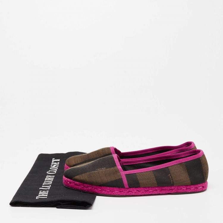 مملوكة مسبقًا Fendi Tri-Color Fabric Flat Espadrilles Size 38.5