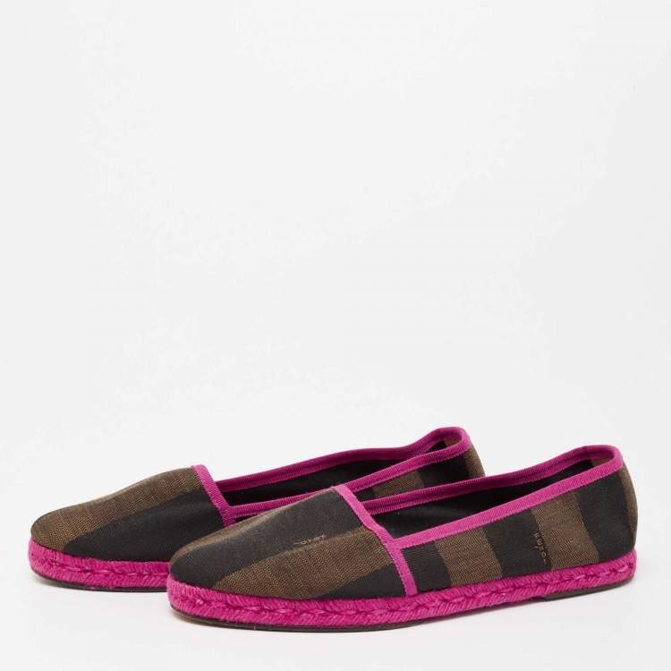 مملوكة مسبقًا Fendi Tri-Color Fabric Flat Espadrilles Size 38.5