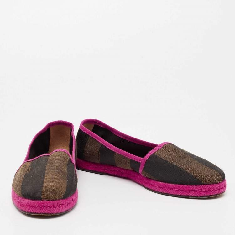 مملوكة مسبقًا Fendi Tri-Color Fabric Flat Espadrilles Size 38.5