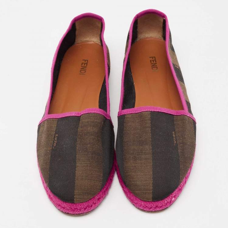 مملوكة مسبقًا Fendi Tri-Color Fabric Flat Espadrilles Size 38.5