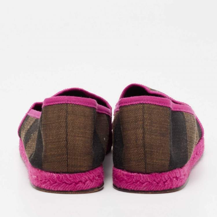 مملوكة مسبقًا Fendi Tri-Color Fabric Flat Espadrilles Size 38.5