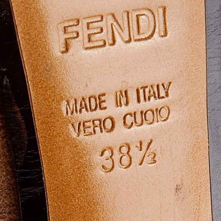 Pre Owned Fendi Brown Suede Peep Toe Platform Booties Size 38.5