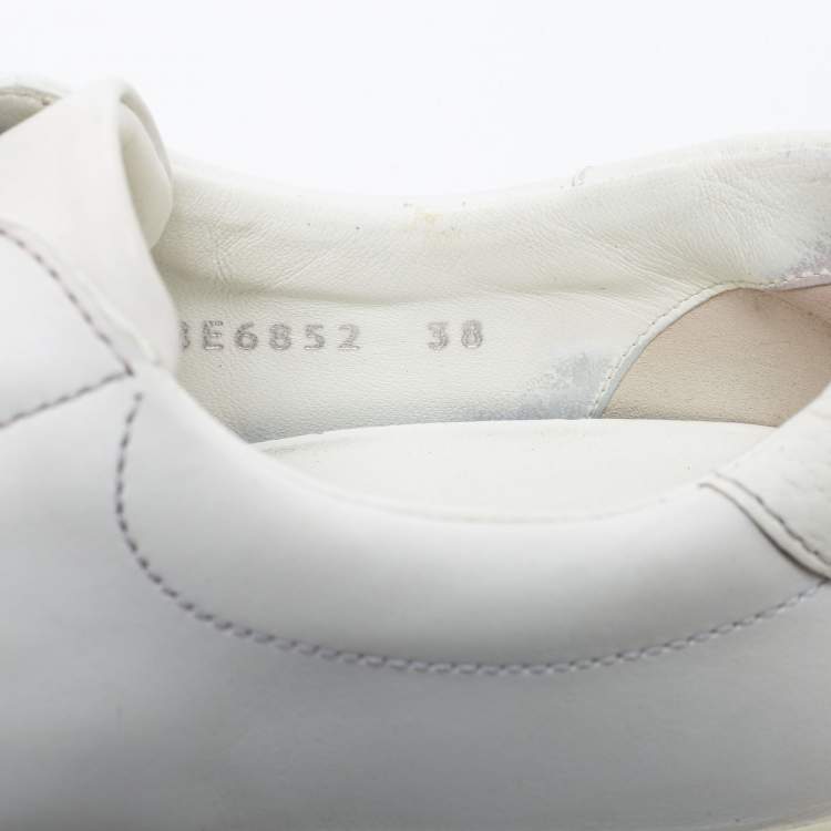 Pre Owned Fendi White Leather Knitted Logo Rockoclick Slip-On Sneakers Size 38