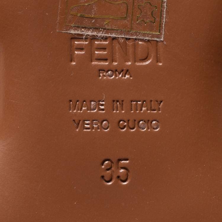 Pre Owned Fendi Orange/Brown Zucca PVC and Leather Colibri Slingback Flat Sandals Size 35