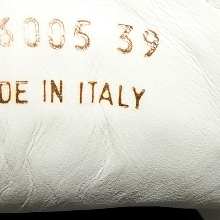Pre Owned Fendi White/Black Leather Studded Karlito Slip On Sneakers Size 39