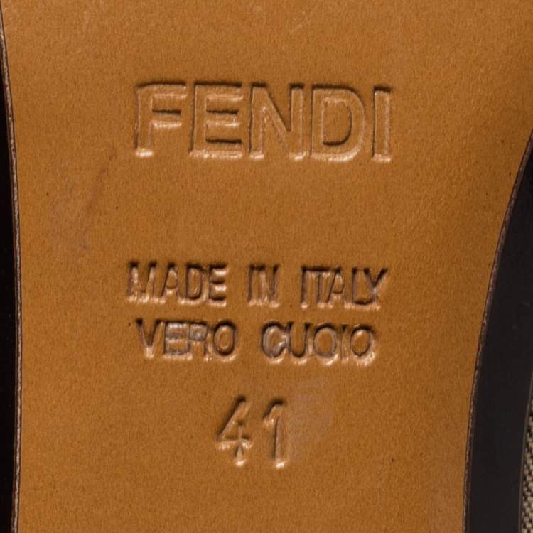 Pre Owned Fendi Multicolor Pequin Canvas And Leather Open Toe Pumps Size 41