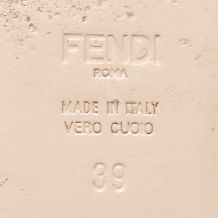 Pre Owned Fendi White/Black Logo Printed Velvet Flat Slides Size 39