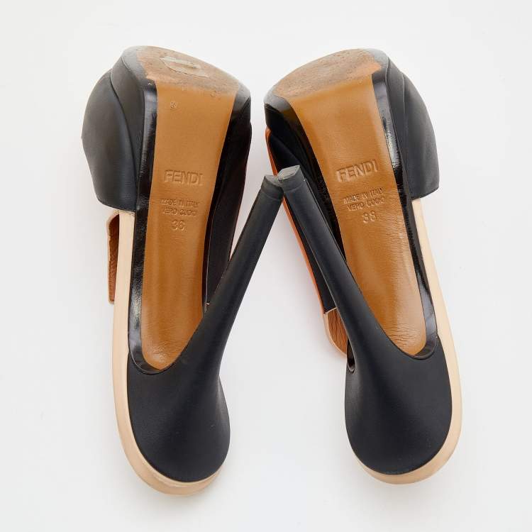 Pre Owned Fendi Multicolor Leather Platform Sandals Size 38