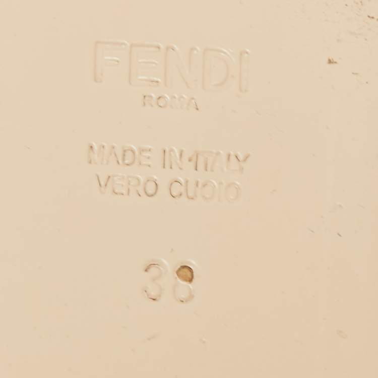 Pre Owned Fendi Tricolor Logo Print Satin Twist Knotted Flat Slides Size 38