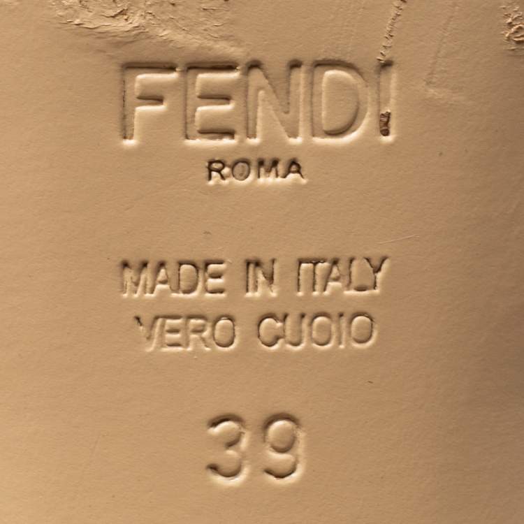 Pre Owned Fendi Metallic Gold/Bronze Leather T Strap Platform Sandals Size 39
