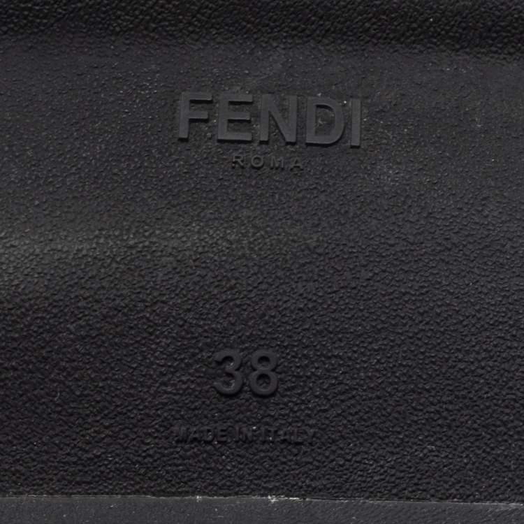 Pre Owned Fendi Black Fabric And Suede Fun Fair Logo Slip On Sneakers Size 38
